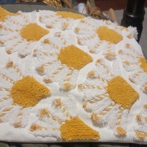 Source Unknown Yellow and White Accent Pillow